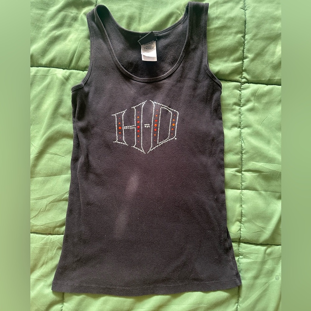 Harley-Davidson Black Tank Top with rhinestone Logo